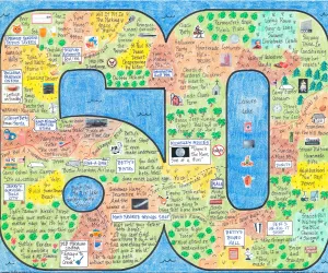 Birthday LifeMap in the shape of the number 60