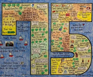 Birthday LifeMap in the shape of the number 75