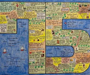 Birthday LifeMap in the shape of the number 75